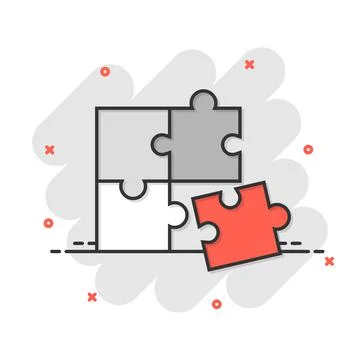 Puzzle compatible icon in comic style. Jigsaw agreement vector cartoon illust Stock Illustration