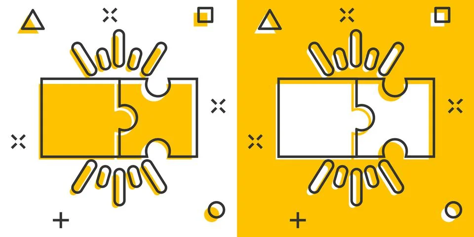 Puzzle compatible icon in comic style. Jigsaw agreement vector cartoon illust Stock Illustration