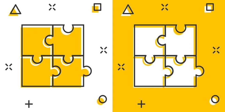 Puzzle compatible icon in comic style. Jigsaw agreement vector cartoon illust Stock Illustration