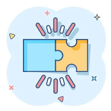 Puzzle compatible icon in comic style. Jigsaw agreement vector cartoon illust Stock Illustration
