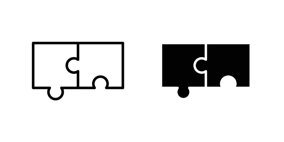 Puzzle compatible icon vector concepts, line and silhouette style Stock Illustration
