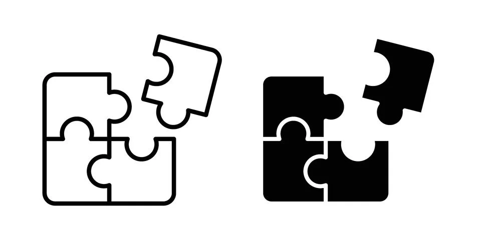 Puzzle compatible icon vectors. Illustrations in black Stock Illustration
