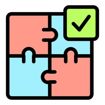 Puzzle completing with check mark, successful problem solving Stock Illustration