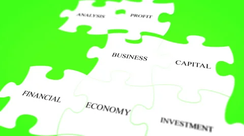 Puzzle compose word financial concept on chroma key green screen background Video stock 63513666
