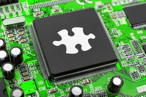 Puzzle on computer chip Stock Photos