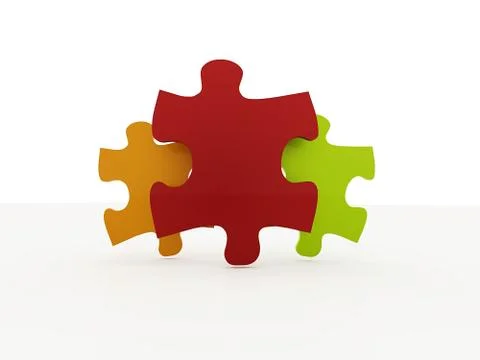 Puzzle concept oon white background with shadow Stock Illustration