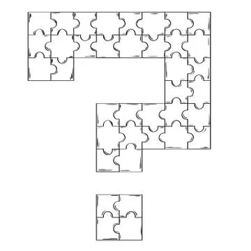 Puzzle connected into the shape of question mark Stock Illustration