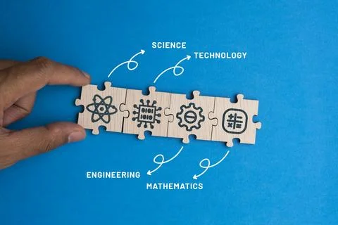 Puzzle connection with STEM icon. science, technology, engineering, mathema.. Stock-Fotos