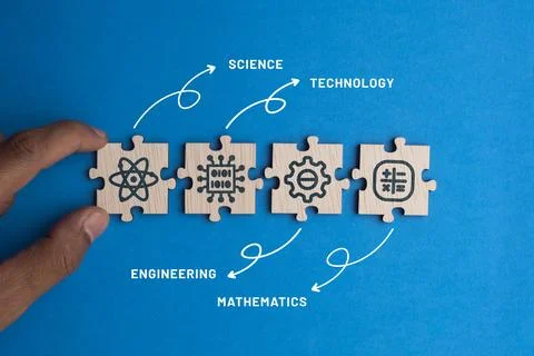 Puzzle connection with STEM icon. science, technology, engineering, mathema.. Stock-Fotos