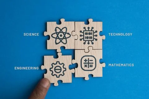 Puzzle connection with STEM icon. science, technology, engineering, mathema.. Stock-Fotos