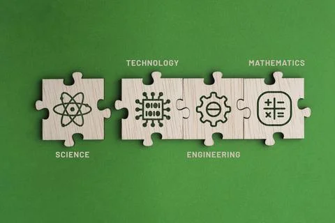 Puzzle connection with STEM icon. science, technology, engineering, mathema.. Stock-Fotos