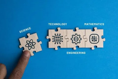 Puzzle connection with STEM icon. science, technology, engineering, mathema.. Stock-Fotos