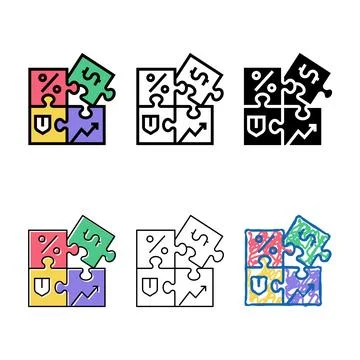 Puzzle for create business color multistyle icon vector Stock Illustration