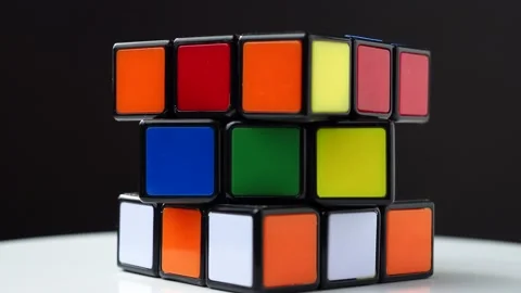 Puzzle cube 3x3, Rubik's cube on a dark background. Stock Footage 170568570