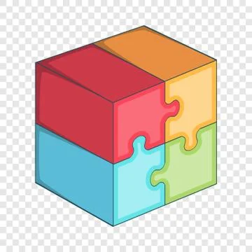 Puzzle cube icon, cartoon style Illustrazione stock