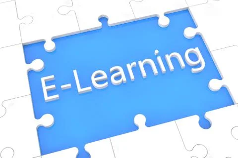 Puzzle e-learning concept Stock Illustration