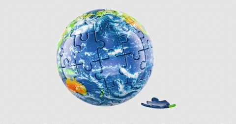 Puzzle Earth globe with missing piece rotation animation seamlessly loopabl.. Stock Footage 334689453