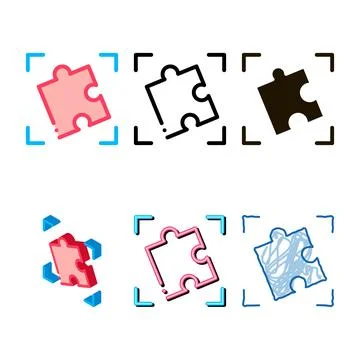 Puzzle element icon vector outline variants Stock Illustration