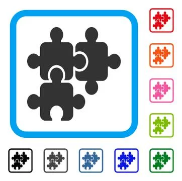 Puzzle Elements Framed Icon 스톡 일러스트
