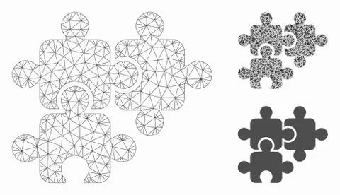 Puzzle Elements Vector Mesh 2D Model and Triangle Mosaic Icon Illustrazione stock