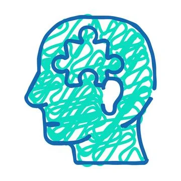 Puzzle employee problem and task icon doodle illustration Stock Illustration