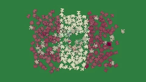 A puzzle with the flag of mexico and on it green screen red white pattern Video stock 335977696