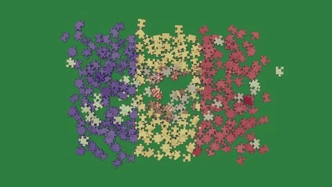 Puzzle with the flag of spain and an image pile puzzles on pieces it figure Stock Footage 335979935