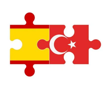Puzzle of flags of Spain and Turkey, vector Illustration
