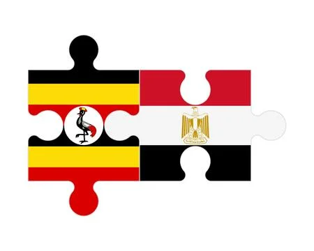 Puzzle of flags of Uganda and Egypt, vector Stock Illustration