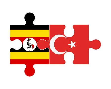 Puzzle of flags of Uganda and Turkey, vector 스톡 일러스트