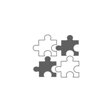 Puzzle flat icon vector set gray. Plugins symbol, logo illustration. Stock Illustration