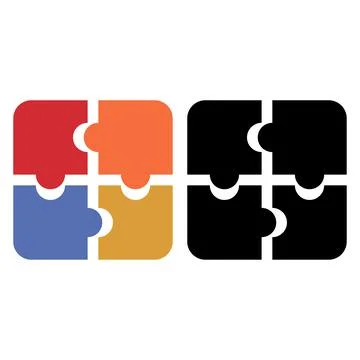 Puzzle flat icon - vector simple dark and colour puzzle symbol or jigsaw logo Illustrazione stock
