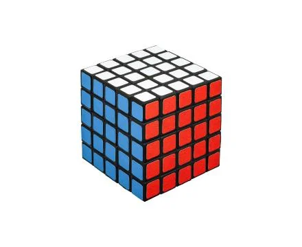 Puzzle in the form of a collapsible cube on a white background Stock Photos
