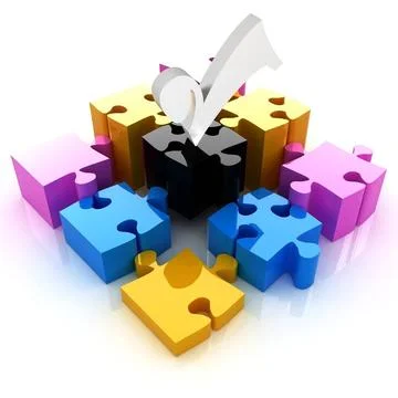 Puzzle of the four elements. Conceptual image - a palette CMYK Puzzle of t... Stock Photos