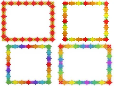 Puzzle frames graphic background 3d rendering Illustrazione stock