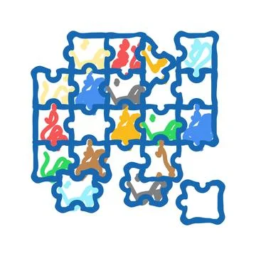 Puzzle game board table icon doodle illustration 스톡 일러스트