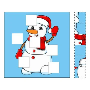 Puzzle game for kids. Cut and paste. Cutting practice. Learning shapes. Educa Stock Illustration