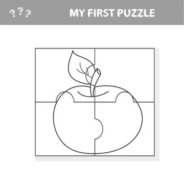 Puzzle game for kids. Education developing worksheet - apple Stock Illustration