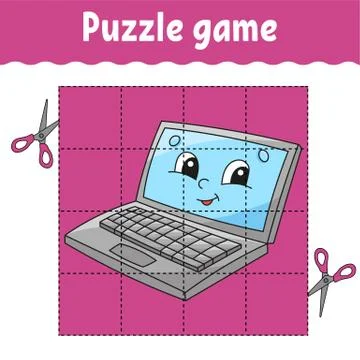 Puzzle game for kids. Education developing worksheet. Back to school. Color a Illustrazione stock