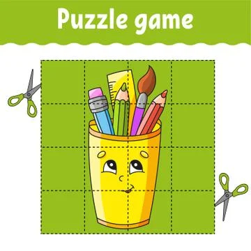 Puzzle game for kids. Education developing worksheet. Back to school. Color a Stock Illustration