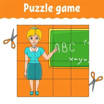 Puzzle game for kids. Education developing worksheet. Back to school. Color a Stock Illustration