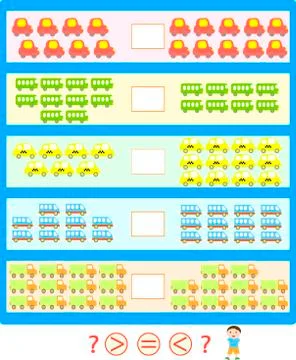 Puzzle game more less equal vector Stock Illustration