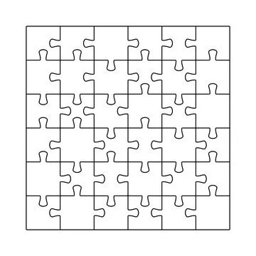 Puzzle game pieces. Jigsaw grid section blank details frame, business teamwork Stock Illustration