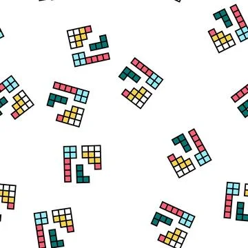 Puzzle game vector seamless pattern Stock Illustration