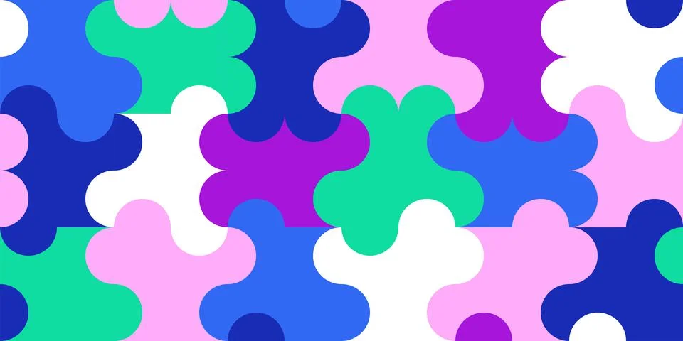 Puzzle geometric seamless pattern. Minimal endless background geometry shapes Stock Illustration