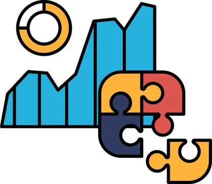 A puzzle with a graph and a circle in the middle Stock Illustration