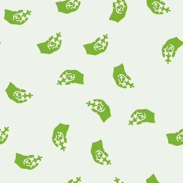 Puzzle hand jigsaw glyph seamless pattern Stock Illustration