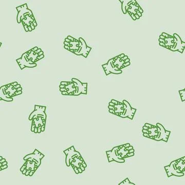 Puzzle hand jigsaw line vector seamless pattern Stock Illustration