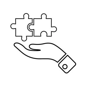 Puzzle, hand, solution, games line icon. Stock Illustration