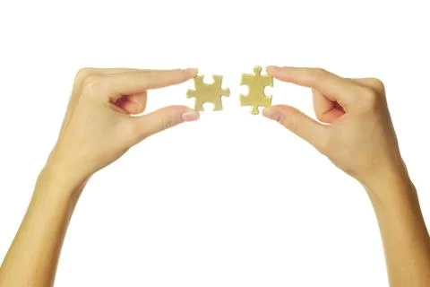 Puzzle in hands Foto stock